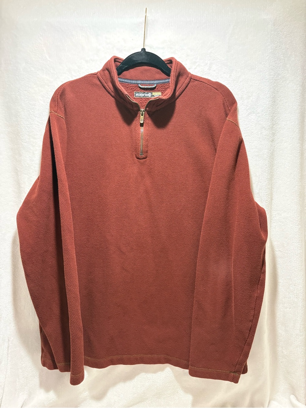 Men's Quarter-Zip Pullover Sweater in Rust